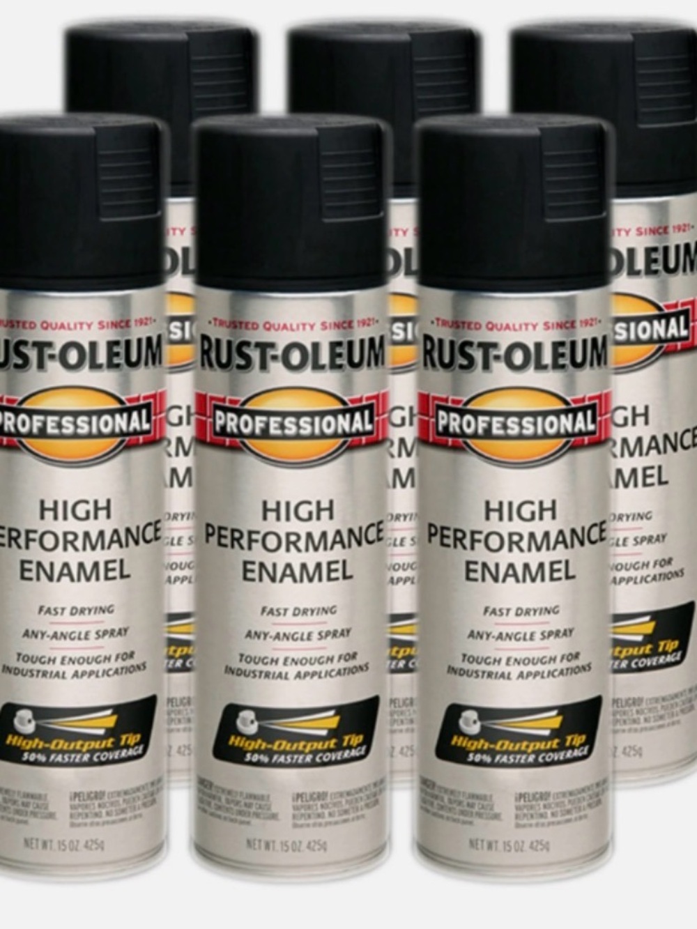 Professional High Performance Enamel Spray Paint, 15 Oz, Semi-Gloss Black,6 Pack